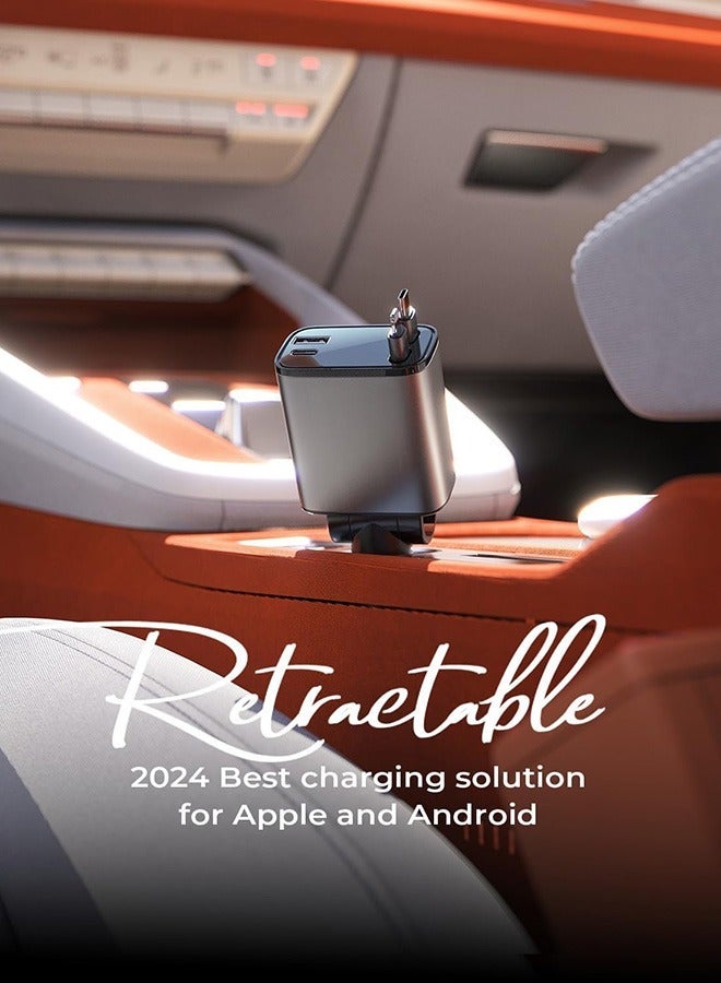 general for iPhone 16 Car Charger Type C Retractable Car Charger, 69W USB C Car Charger Adapter, Gifts for Men Women, Car Accessories for Apple iPhone 15 14 13 Pro Max Plus, Samsung Galaxy, Android - Image 2