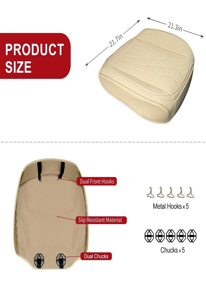 Sanwom 2 Pack Leather Front Car Seat Cover, Anti-Slip and Full Wrap Driver Car Seat Protectors with Storage Pocket, Luxury Waterproof Bottom Auto Seat Cushion Pad Mat for Most Vehicles (Beige) - Image 2