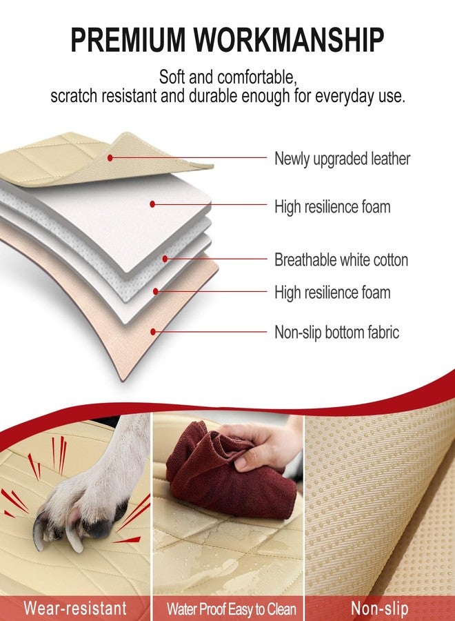 Sanwom 2 Pack Leather Front Car Seat Cover, Anti-Slip and Full Wrap Driver Car Seat Protectors with Storage Pocket, Luxury Waterproof Bottom Auto Seat Cushion Pad Mat for Most Vehicles (Beige) - Image 3