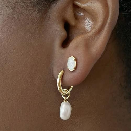 Kendra Scott Willa 14k Gold-Plated Pearl Huggie Earrings in White Pearl, Fashion Jewelry for Women - Image 2
