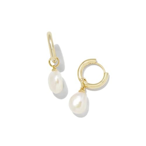 Kendra Scott Willa 14k Gold-Plated Pearl Huggie Earrings in White Pearl, Fashion Jewelry for Women - Image 1