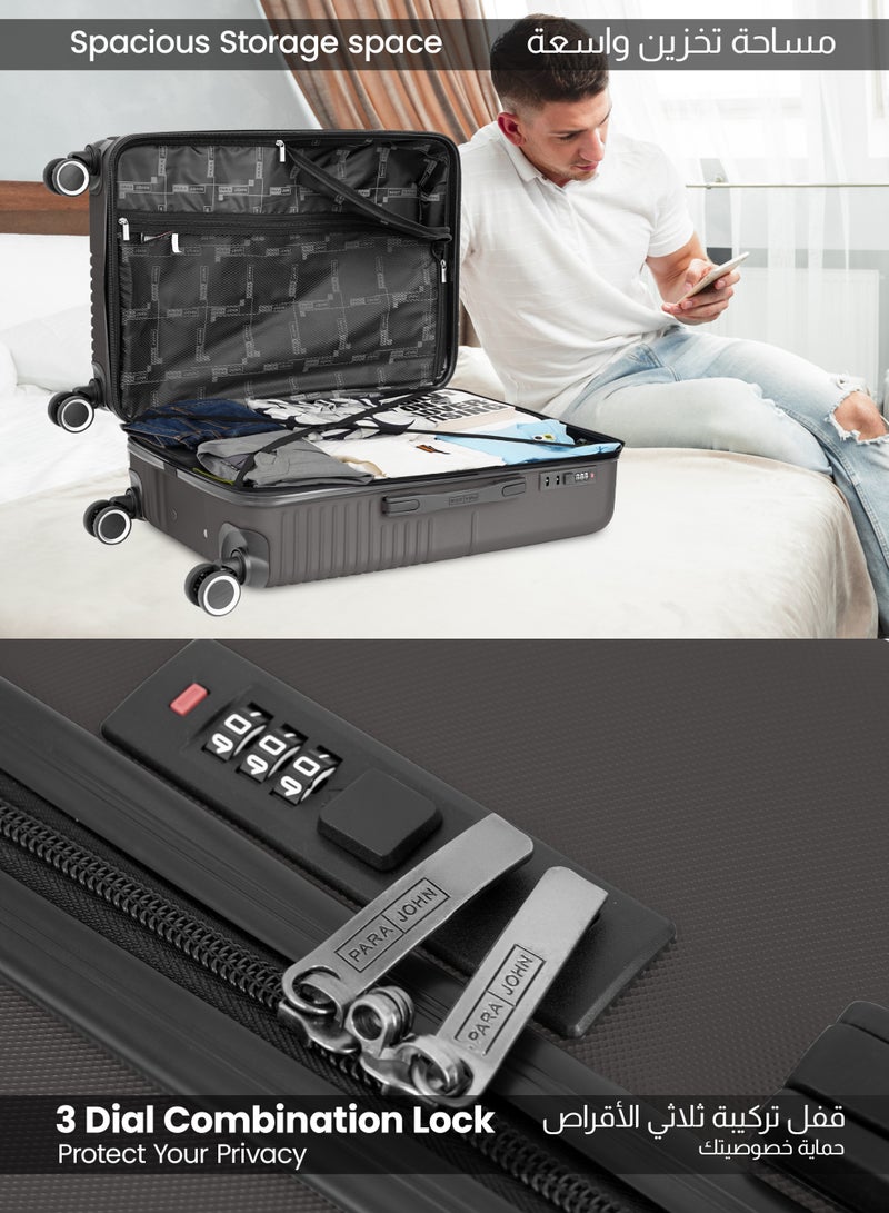 بارا جون حقيبة سفر خفيفة الوزن من مادة ABS ذات جوانب صلبة و8 عجلات دوارة مع قفل مقاس 24 بوصة - Image 3