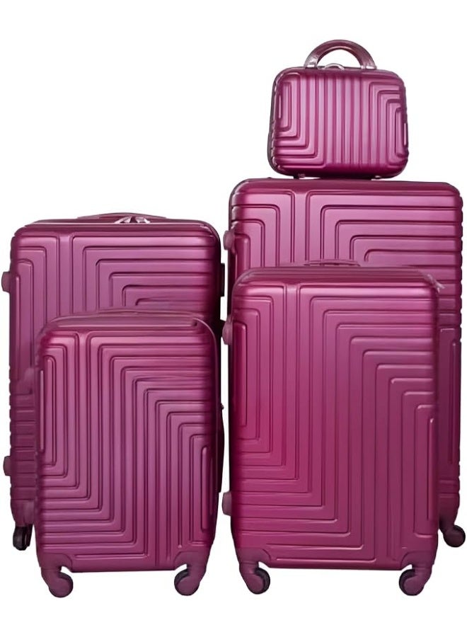 5 Piece Hard Shell Luggage Trolley Set | 4 Suitcases with 1 Beauty Case | Elegant Travel Collection with 360 Degree Spinner Wheels and Built in Combination Lock - Image 1