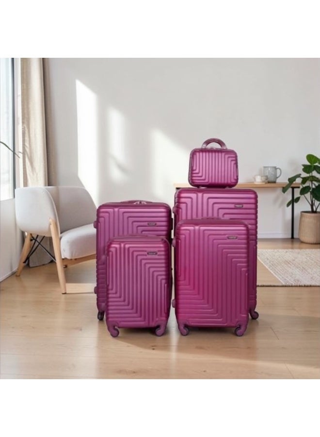 5 Piece Hard Shell Luggage Trolley Set | 4 Suitcases with 1 Beauty Case | Elegant Travel Collection with 360 Degree Spinner Wheels and Built in Combination Lock - Image 2