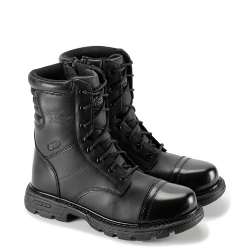 Thorogood GEN-Flex2 8” Side-Zip Black Tactical Boots for Men and Women - High-Shine Leather Heel & Toe with Goodyear Storm Welt and Slip-Resistant Outsole - 11 W US - Image 1