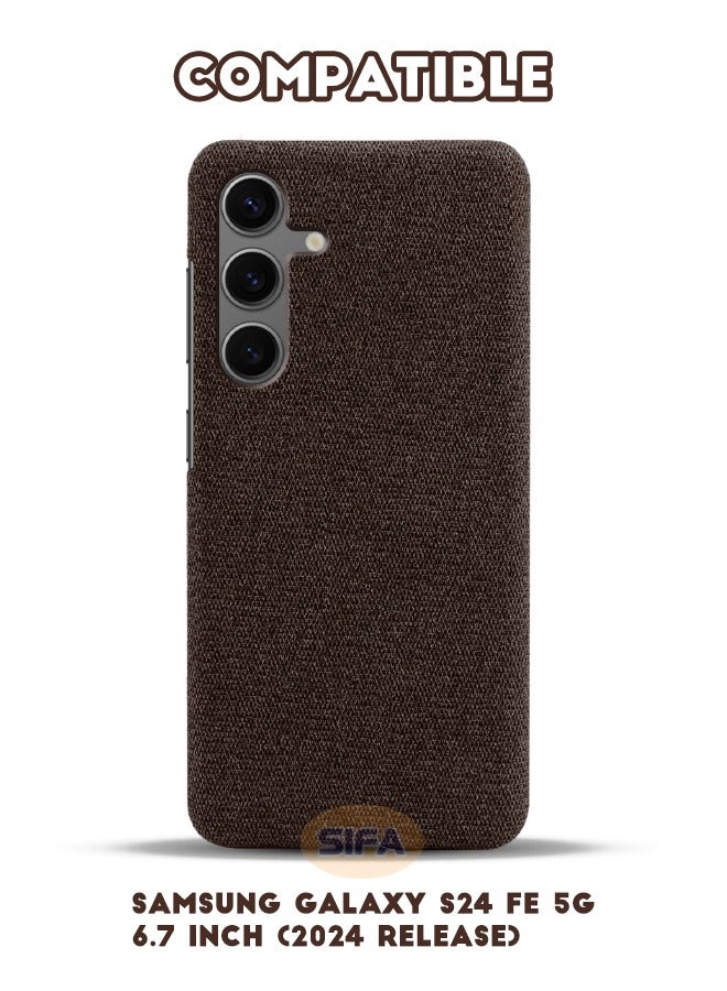 Samsung Galaxy S24 FE Cover, Soft Premium Felt Cloth Phone Case for Samsung S24 FE, Slim Comfortable Waterproof and Shockproof, Fully-Wrapped Plush Fabric Cover Compatible with Samsung Galaxy S24 FE 5G 6.7 inch, Brown - Image 2