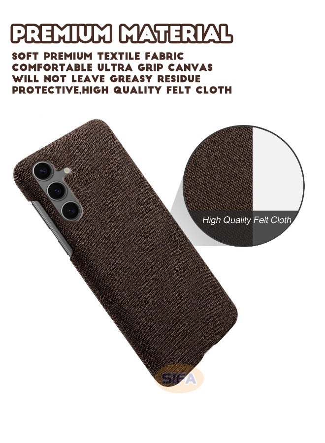Samsung Galaxy S24 FE Cover, Soft Premium Felt Cloth Phone Case for Samsung S24 FE, Slim Comfortable Waterproof and Shockproof, Fully-Wrapped Plush Fabric Cover Compatible with Samsung Galaxy S24 FE 5G 6.7 inch, Brown - Image 3