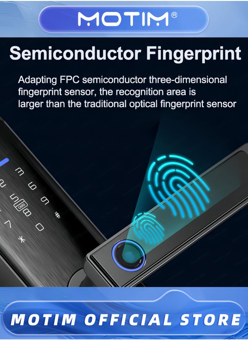 Motim - Smart Door Lock Easy to Install Double Security 100 Fingerprints 100 Groups of IC Cards APP Remote Unlocking Suitable for Door Thickness 35mm-100mm - Image 1