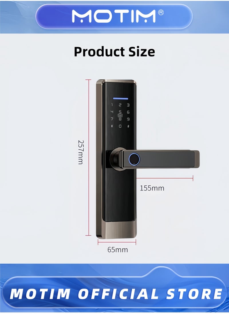 Motim - Smart Door Lock Easy to Install Double Security 100 Fingerprints 100 Groups of IC Cards APP Remote Unlocking Suitable for Door Thickness 35mm-100mm - Image 1