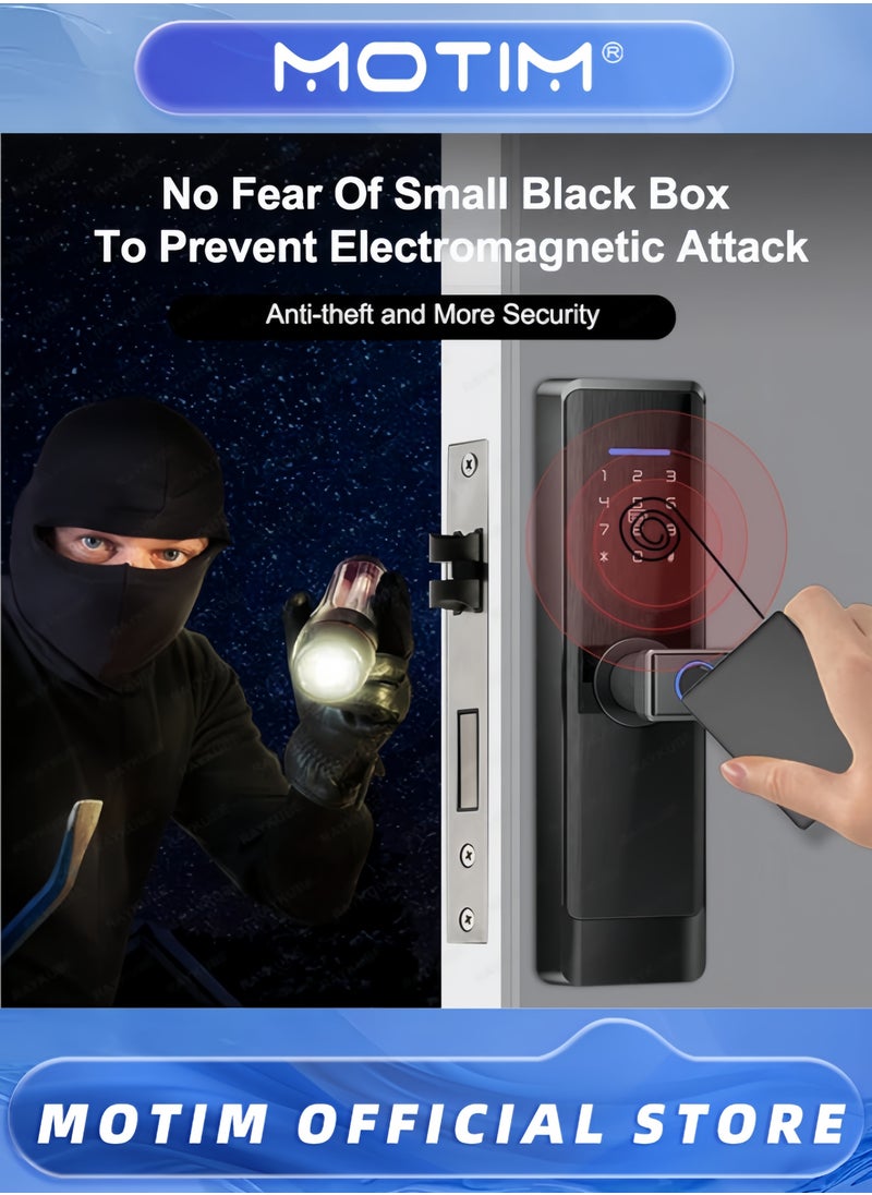 Motim - Smart Door Lock Easy to Install Double Security 100 Fingerprints 100 Groups of IC Cards APP Remote Unlocking Suitable for Door Thickness 35mm-100mm - Image 1