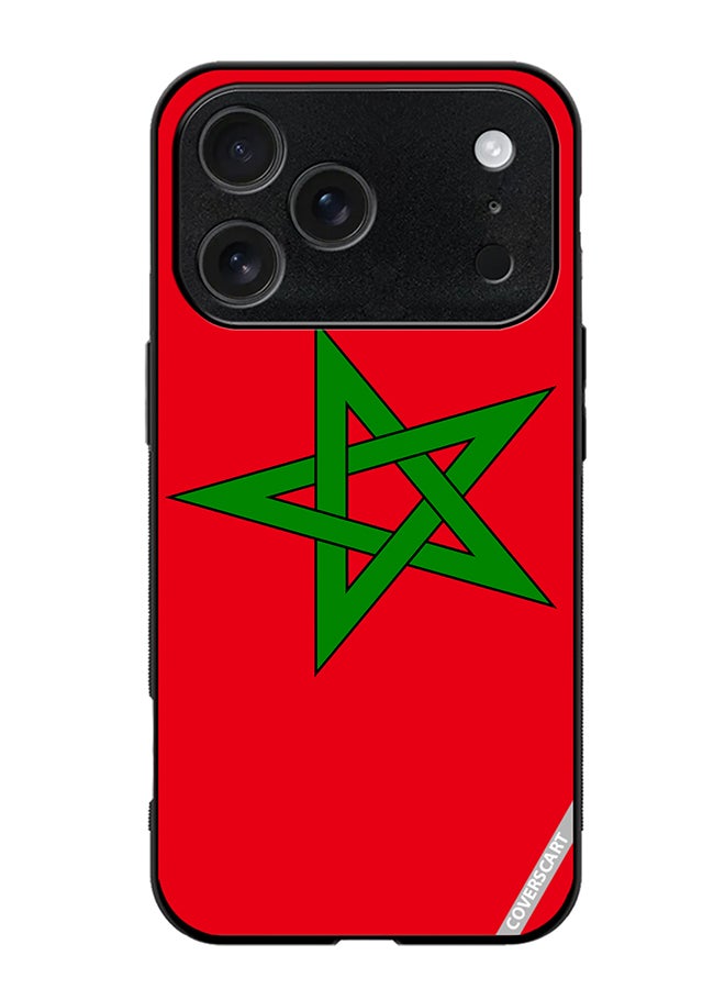 غطاء حماية لجهاز آبل آيفون 17 برو ماكس بتصميم علم المغرب متعدد الألوان