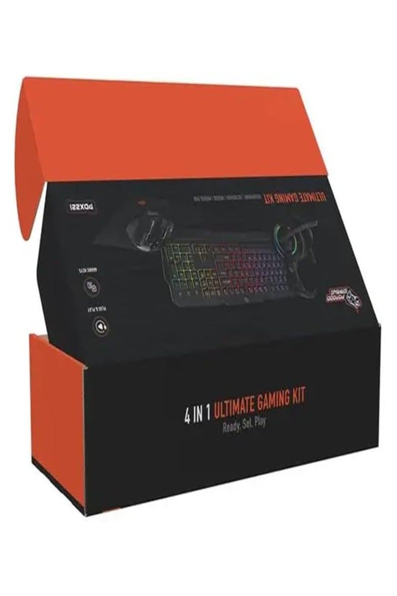 porodo 4 in 1 Gaming Kit with Keyboard / Head phone / Mouse and Mouse Pad / Windows and Linux Compatibility / 13 RGB Light Mode - Black - Image 5