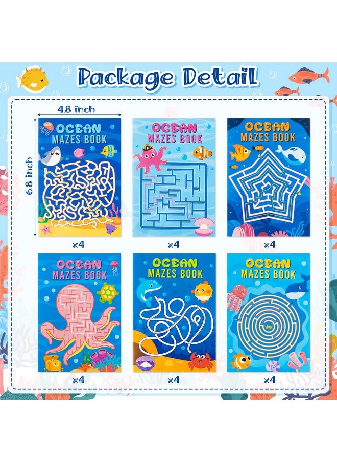 Haooryx - 24Pcs Ocean Mazes Books For Kids Cute Ocean Animals Children Maze Activity Book 12 Difficulty Levels Puzzle Games Classroom Problemsolving Diy Colorable Maze Books For Beginners Ages 512 - Image 1