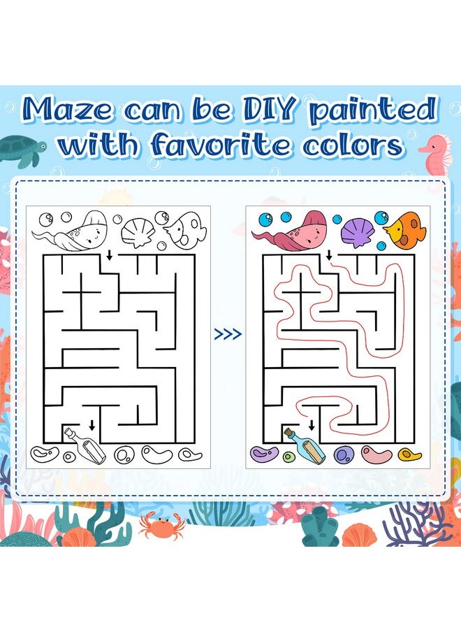 Haooryx - 24Pcs Ocean Mazes Books For Kids Cute Ocean Animals Children Maze Activity Book 12 Difficulty Levels Puzzle Games Classroom Problemsolving Diy Colorable Maze Books For Beginners Ages 512 - Image 1