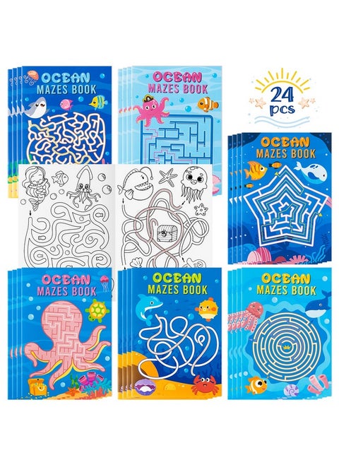 24Pcs Ocean Mazes Books For Kids Cute Ocean Animals Children Maze Activity Book 12 Difficulty Levels Puzzle Games Classroom Problemsolving Diy Colorable Maze Books For Beginners Ages 512