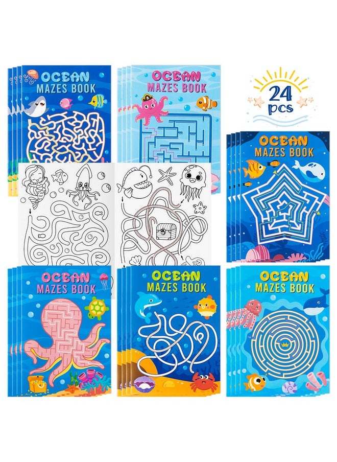 Haooryx - 24Pcs Ocean Mazes Books For Kids Cute Ocean Animals Children Maze Activity Book 12 Difficulty Levels Puzzle Games Classroom Problemsolving Diy Colorable Maze Books For Beginners Ages 512 - Image 1