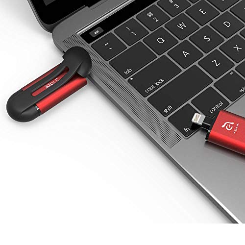 ADAM elements iKlips C MFi Certified Lightning + USB C Flash Drive for iPhone, iPad Pro, Mac, PC, Android - Touch ID/Face ID Secured (Black, 128GB) - Image 5