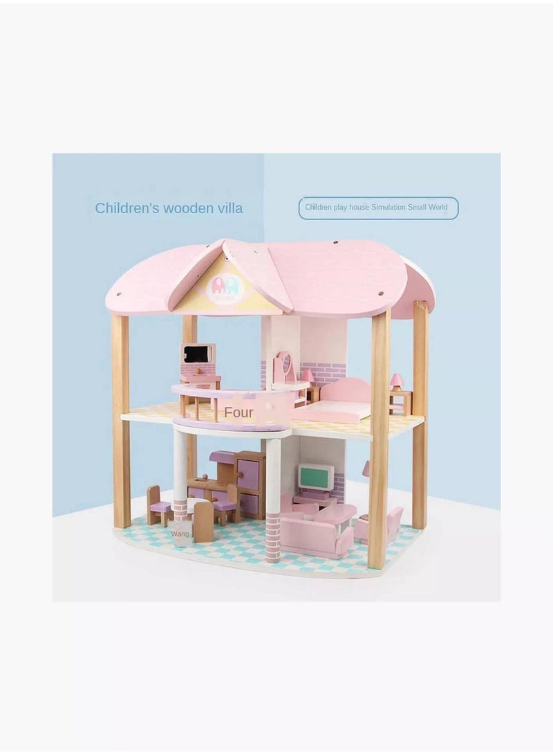Factory Price Factory Price Ava Wooden Realistic Doll House Pink  - Image 5