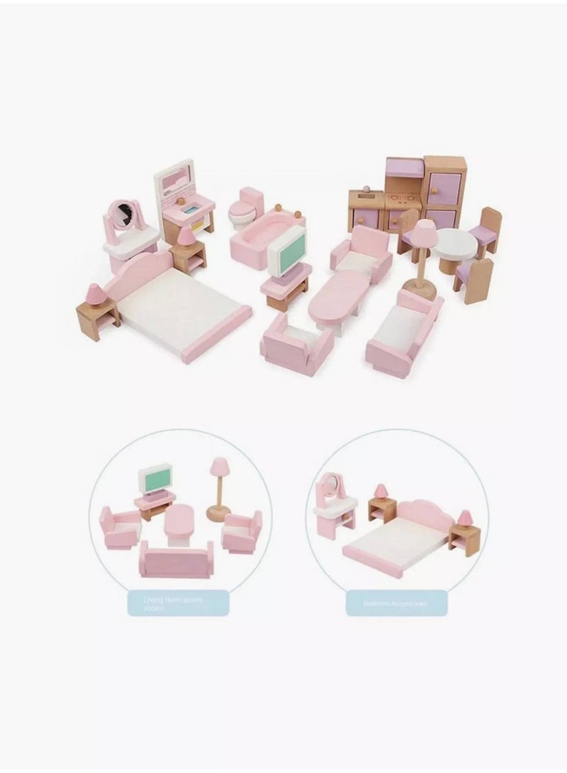 Factory Price Factory Price Ava Wooden Realistic Doll House Pink  - Image 3