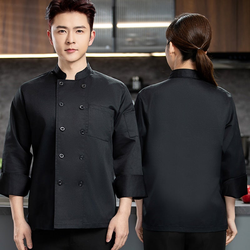Chef Uniform Long-Sleeved Star El Chef Work Clothes Cake Baking Kitchen Canteen Uniform For Men - Image 1