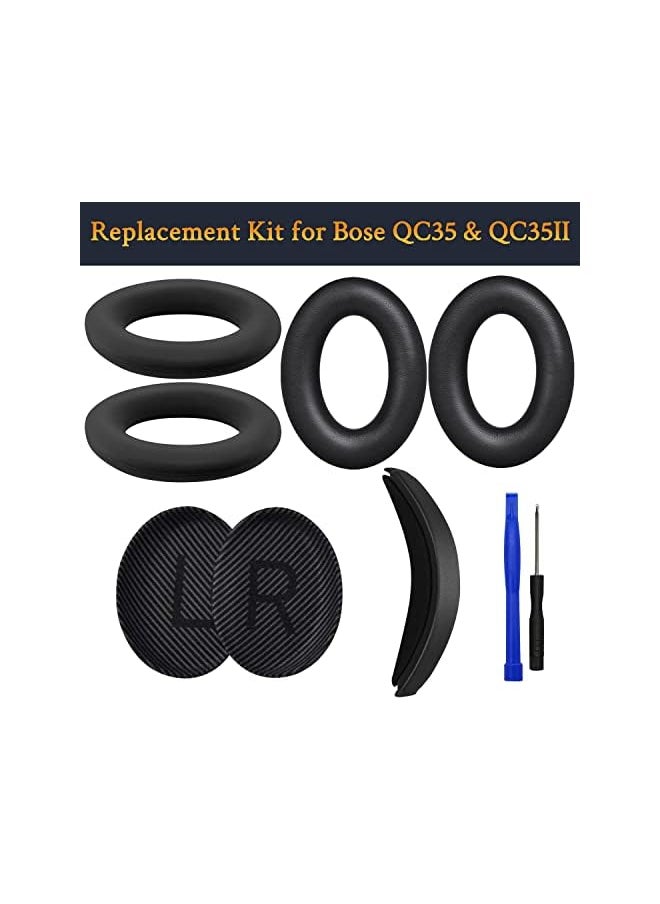 erorex Ear Pads Cushions Headband Silicone Earpads Cover Protector Replacement Kit For Bose Quietcomfort 35 Qc35 Qc35 Ii Over Ear Headphones Black  - Image 2