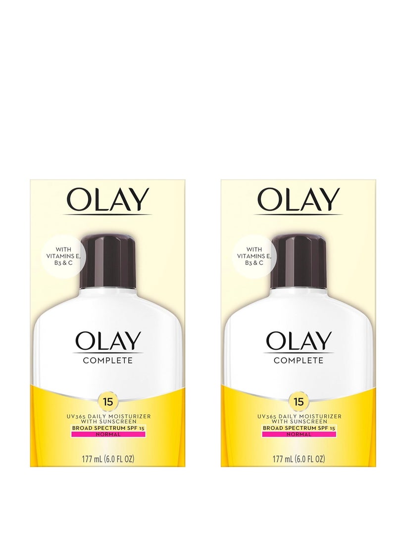 Olay Olay Face Moisturizer Complete Lotion All Day Daily Facial Moisturizing Lotion SPF 15 for Normal Skin and Hydration, Oil-Free Non-Greasy, 6 Fl Oz (Pack of 2)  - Image 1