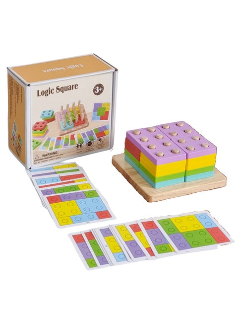Educational wooden Shape Matching and Sorting Game, 20 Activity Cards 13X13X7cm