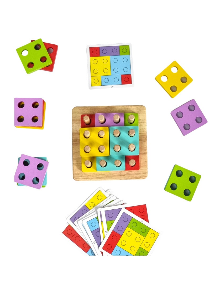 Educational wooden Shape Matching and Sorting Game, 20 Activity Cards 13X13X7cm
