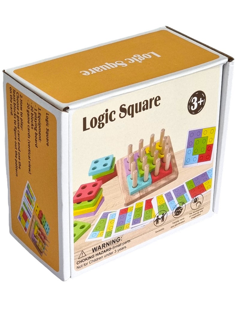 Educational wooden Shape Matching and Sorting Game, 20 Activity Cards 13X13X7cm