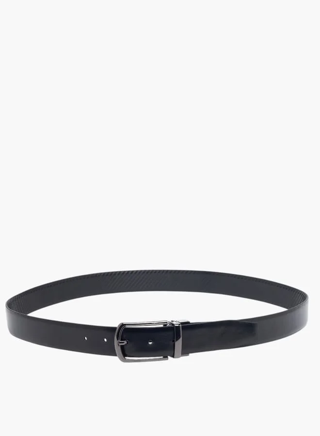DUCHINI Men's Textured Reversible Belt with Pin Buckle Closure