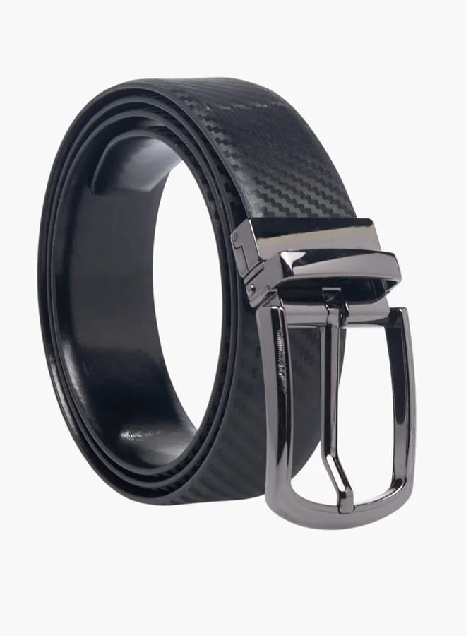 DUCHINI Men's Textured Reversible Belt with Pin Buckle Closure