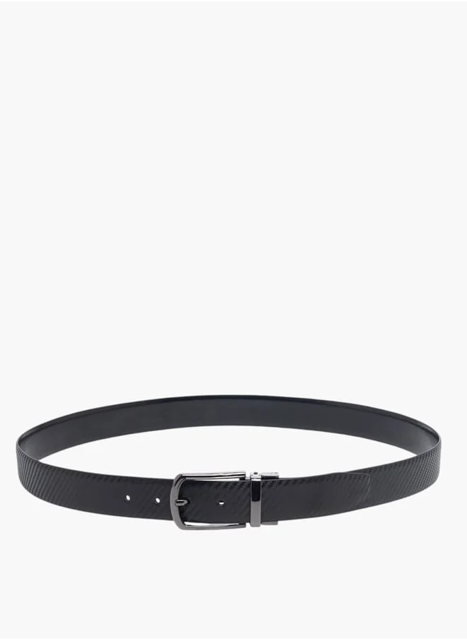 دوتشيني Men's Textured Reversible Belt with Pin Buckle Closure