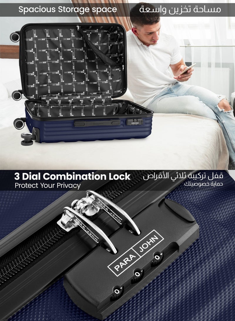 PARAJOHN Medium 24-Inch ABS  Lightweight Hardshell Luggage Trolley | carrying 3kg 4-Wheel Spinner Suitcase Navy Blue - Image 4