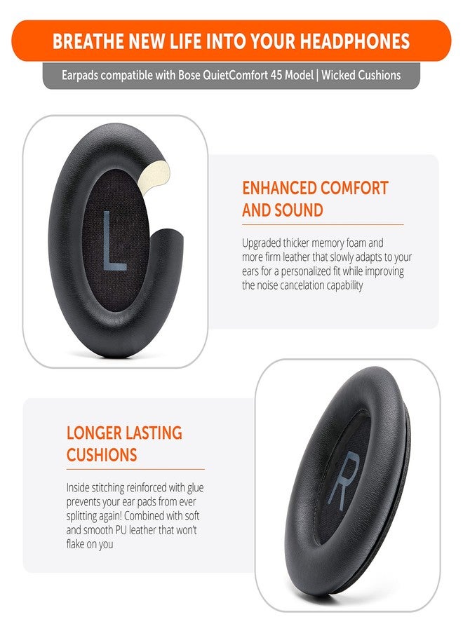 WC وسائد أذن بديلة سميكة للغاية من WC Wicked Cushions لسماعات Bose QC45 (QuietComfort 45) | (لون أبيض دخاني) - Image 4