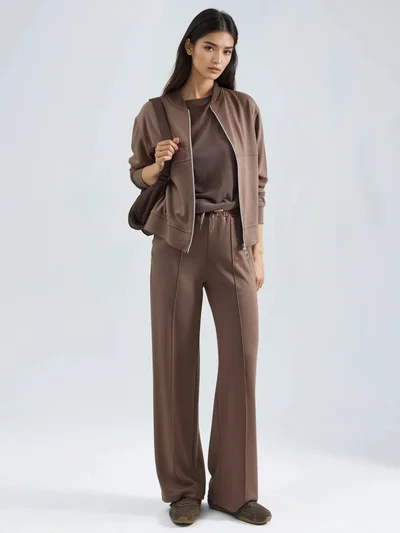 HICCUP Modal Touch Zippered Sweatshirt & Ribbed Pants Co-ord Set Bersan Collection
