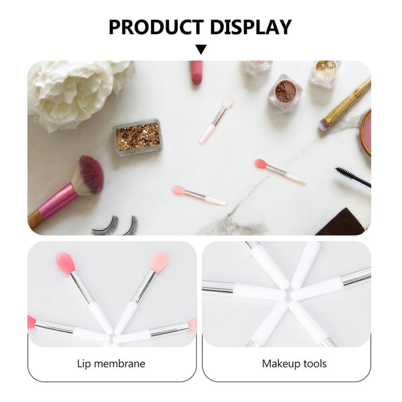 9pcs Silicone Lip Mask Applicator Brushes Set Portable Soft Head Lipstick Brush for Precise Makeup Application in Pink and Colors - Image 3