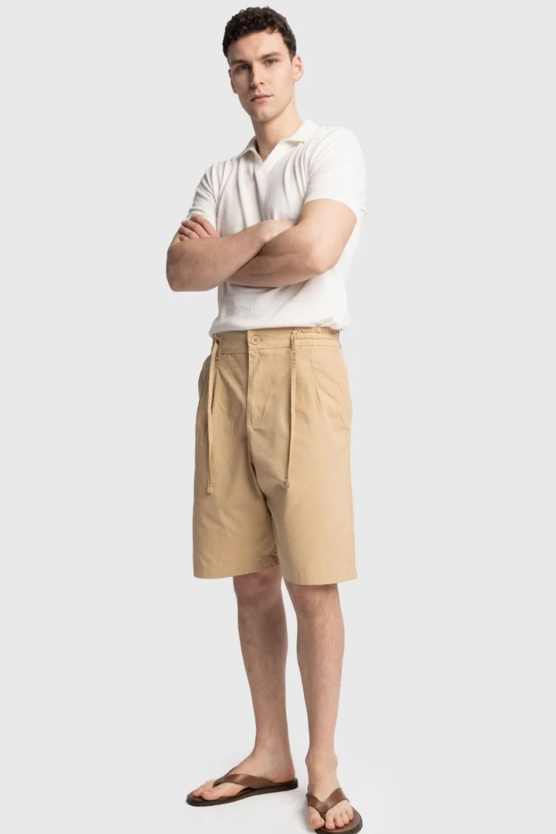 Giesto Beige Natural GIESTO Men's Cotton Poplin Chino Shorts for Men | Best Price UAE