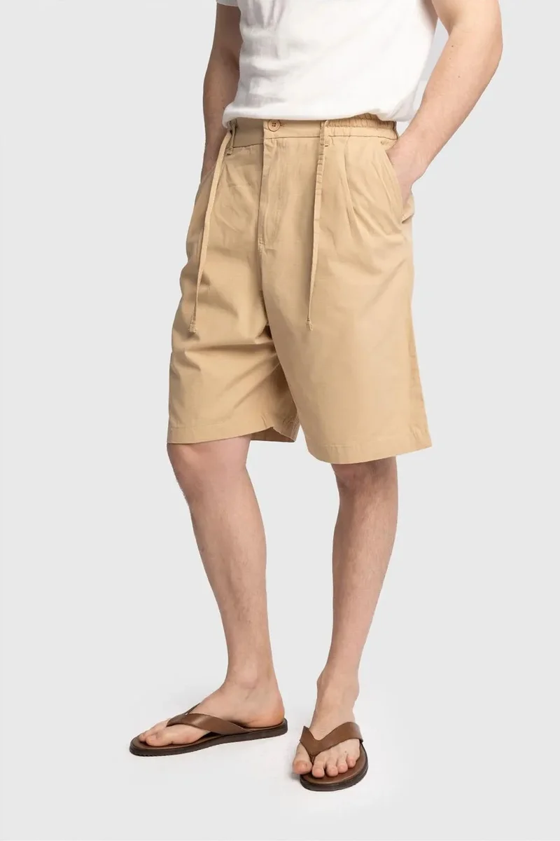 Giesto Beige Natural GIESTO Men's Cotton Poplin Chino Shorts for Men | Best Price UAE