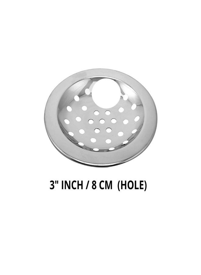 COSWARE Stainless Steel 3" Inch Hole Drain Strainer Chrome Finish Jali for Bathroom & Kitchen - Pack of 2 - Image 2