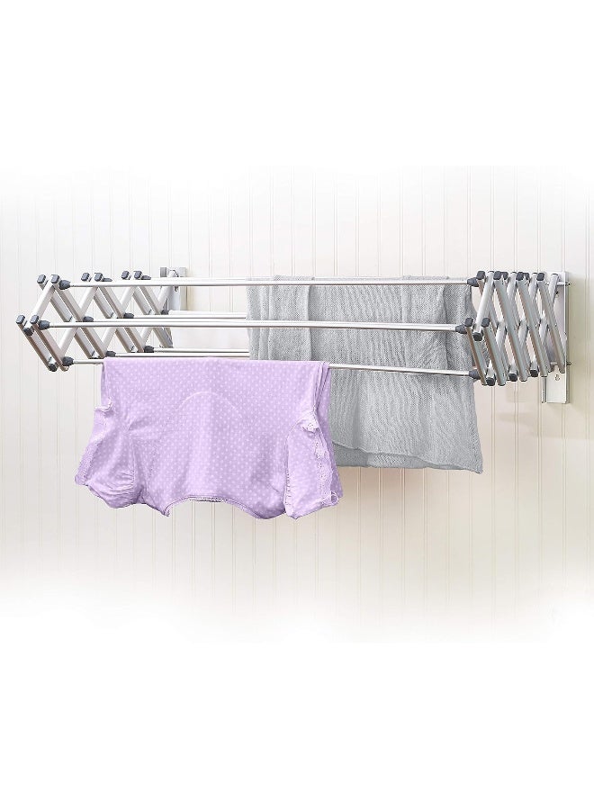 Woolite Aluminum 27" Collapsible Wall Mounted Clothes Drying Rack, Space Saver, Easy Storage, Retractable - Image 4