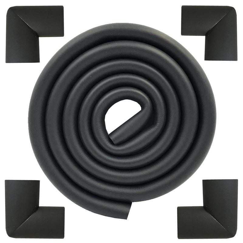 M2cbridge U Shape Extra Thick Furniture Table Edge Protectors Foam Baby Safety Bumper Guard 6.5 Ft (Black with 4 Corners) - Image 1