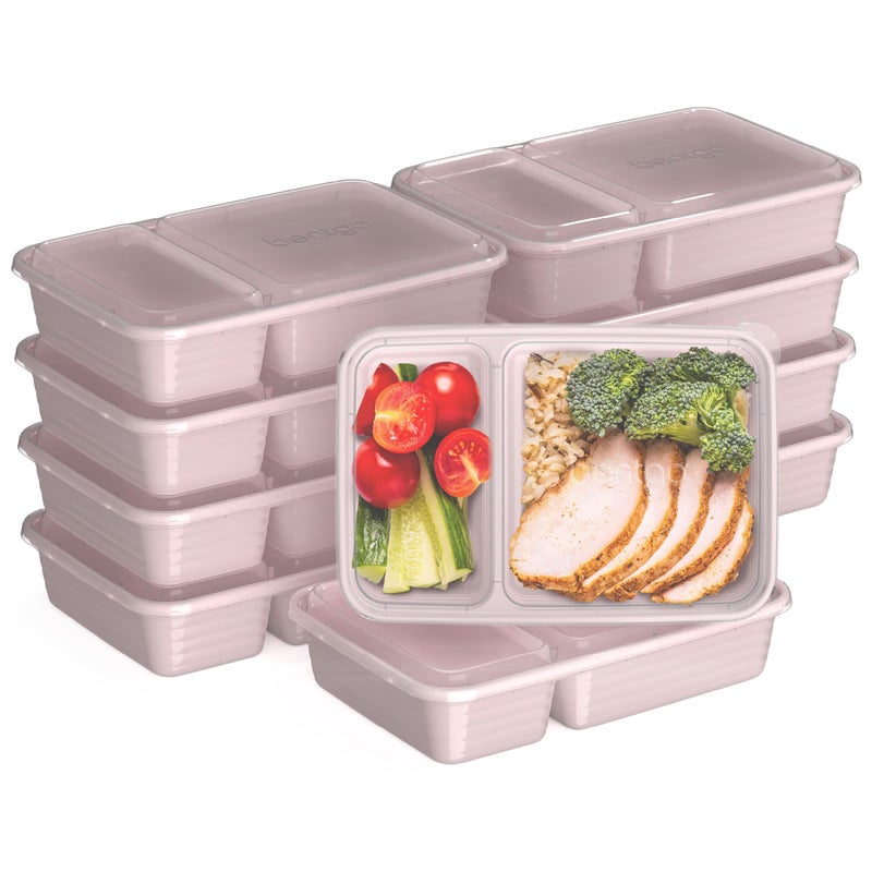 Bentgo 20-Piece Lightweight, Durable, Reusable BPA-Free 2-Compartment Containers - Microwave, Freezer, Dishwasher Safe - Blush Pink - Image 1
