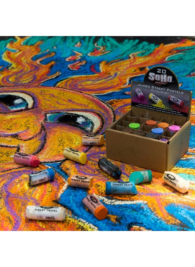 Soho Urban Artist Jumbo Kids Sidewalk Chalk Pensstreet Soft Pastels For Pavementsidewalksconcreteor Brickoil Pastels With Rich Pigmentsmoothdurable20 Unique Assorted Colorspack Of 1  - Image 4