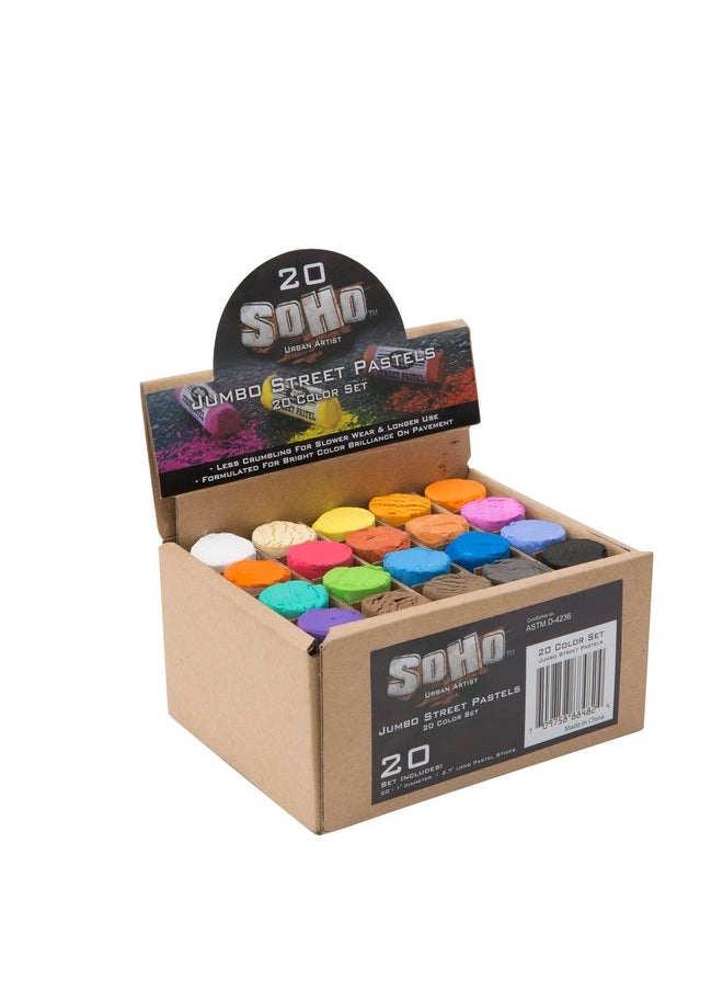 Soho Urban Artist Jumbo Kids Sidewalk Chalk Pensstreet Soft Pastels For Pavementsidewalksconcreteor Brickoil Pastels With Rich Pigmentsmoothdurable20 Unique Assorted Colorspack Of 1  - Image 1
