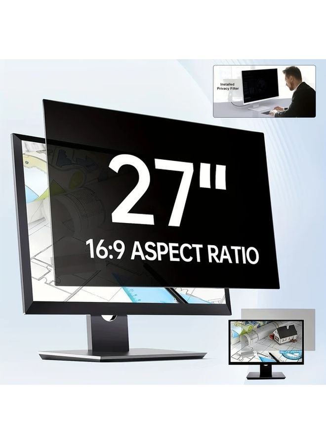27 Inch Monitor Privacy Screen Protector Removable Anti Glare Blue Light Filter - Image 2