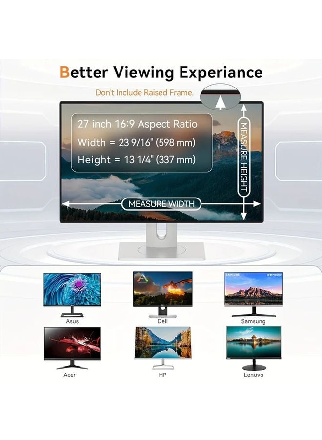 27 Inch Monitor Privacy Screen Protector Removable Anti Glare Blue Light Filter - Image 3