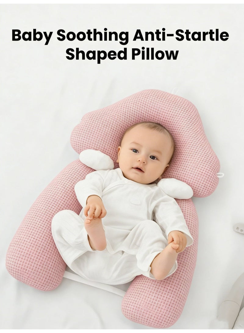 Baby Head Support Pillow for Newborns, Memory Foam Infant Pillow with Adjustable Height and 2 Removable Fixing Posts, Double-Sided Soothing Nursing & Sleeping Cushion, Soft Breathable Baby Bedding Pillow（Pink） - Image 2
