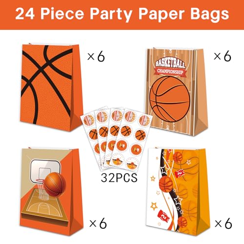 BQC 24 Pcs Basketball Gift Bags Basketball Snack Bags For Boys Girl Kids Basketball Party Bags Basketball Goodie Bags For Basketball Theme Birthday Party Supplies - Image 3