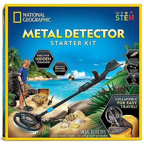 Blue Marble National Geographic Starter Metal Detector Kit for Kids - Kids Metal Detector with 7.4" Waterproof Coil & Trowel, Lightweight Gold Detector, Beach Detecting, Gift for Boys & Girls - Image 1