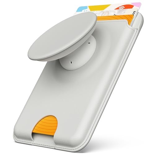 Sinjimoru for MagSafe Phone Grip Compatible with MagSafe Wallet Soft Magnetic Finger Grip with 3 Card Holder for iPhone MTap Tok Wallet Grey - Image 3